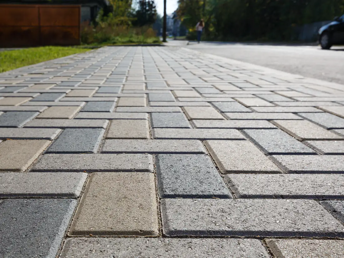 Block paved parking area