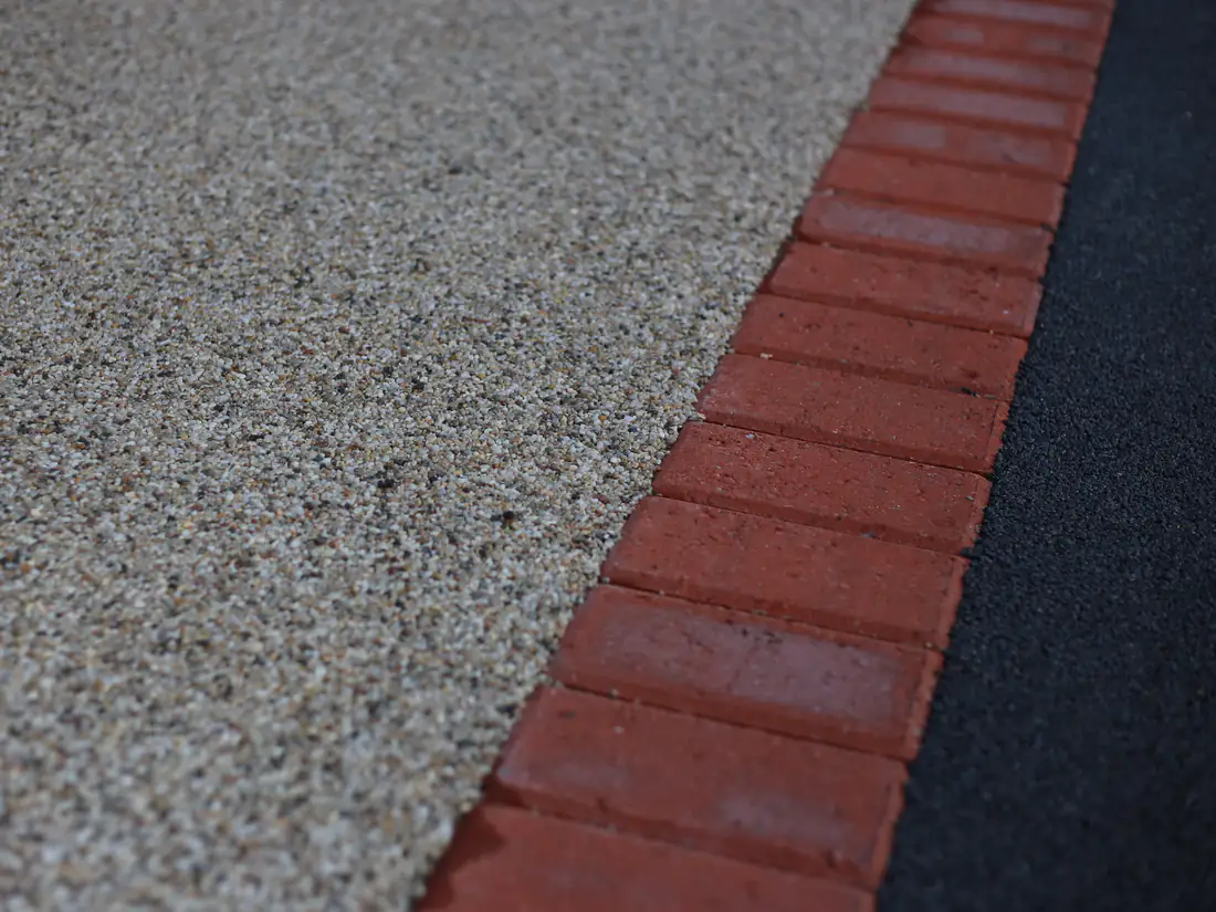 Resin bound driveway with brick edging
